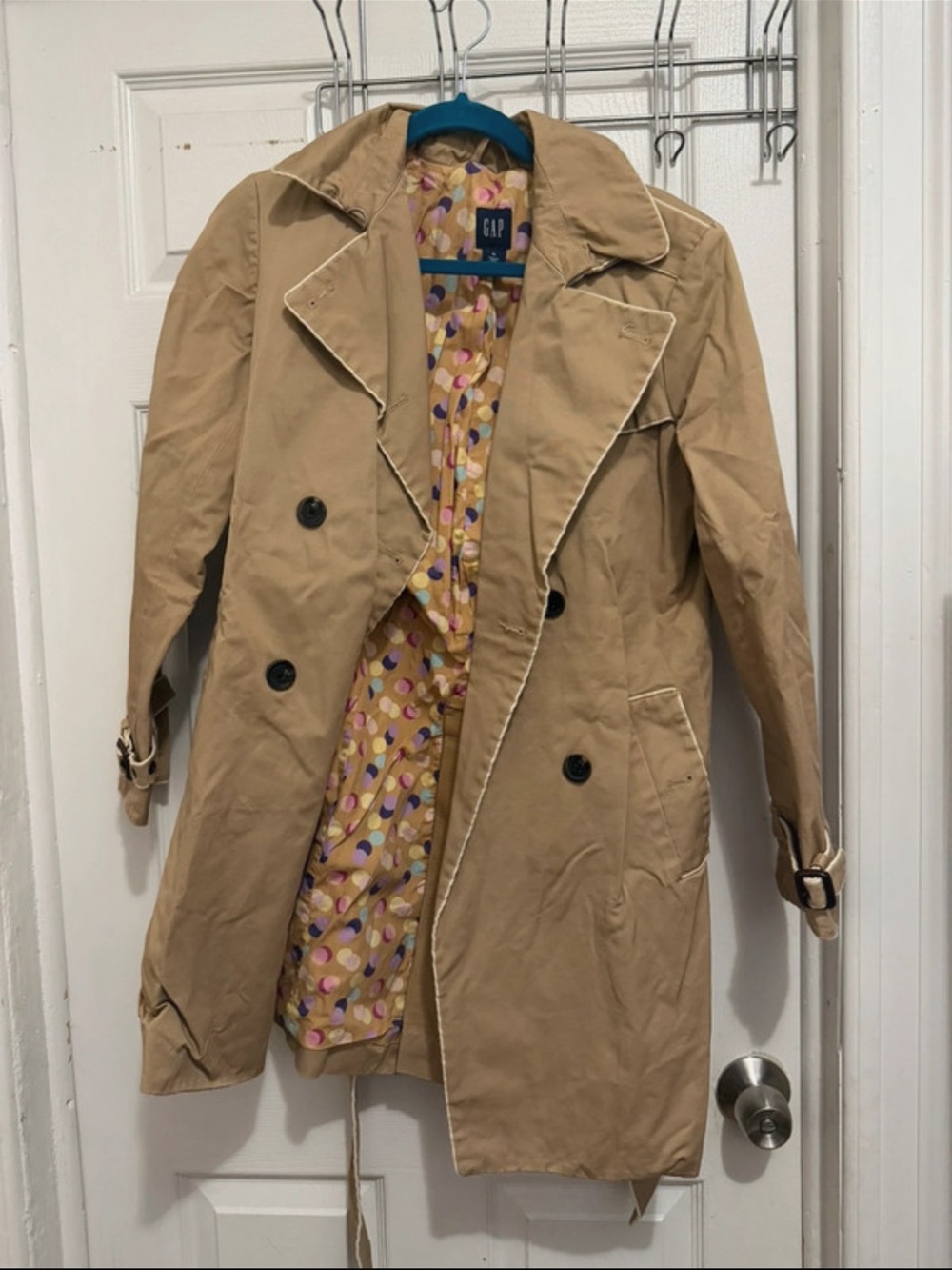 GAP Women's Tan Trench Coat with Patterned Lining
